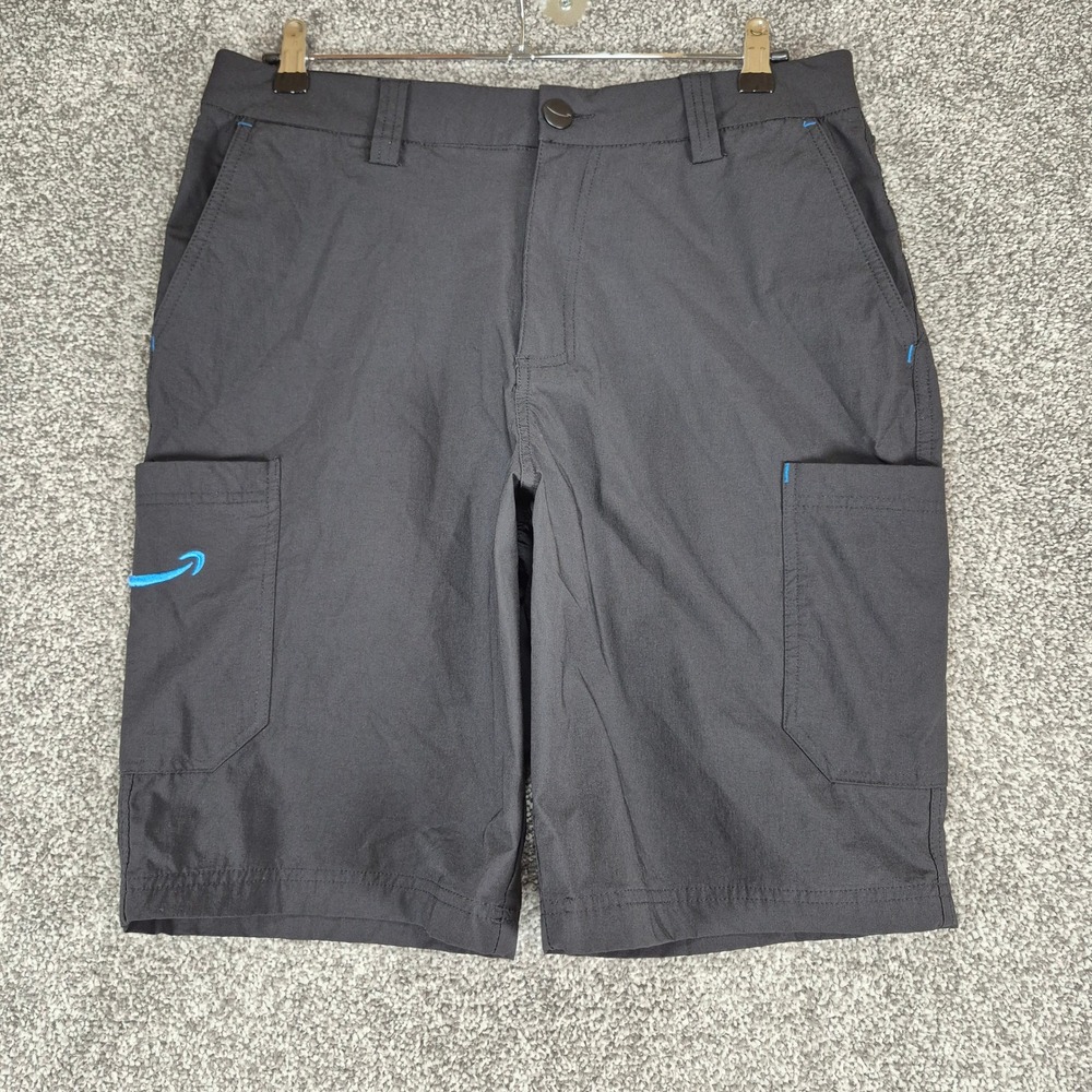 Luly Yang Amazon Shorts Mens Medium (32-34) Black Cargo Uniform Work 9.5" Inseam